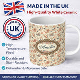 Personalized Custom Name Elegant Vintage Paisley Red Blue Cream Seamless Pattern Name Cute 11oz Ceramic Coffee Tea Mug White Large Handle