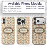 Elegant Vintage Paisley Red Blue Cream Seamless Custom Name Protective Phone Case Mobile Cover Durable Everyday Smartphone Shock Resistant