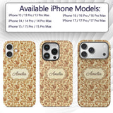 Vintage Brown Cream Paisley Floral Printed Design Custom Name Protective Phone Case Mobile Cover Durable Everyday Smartphone Shock Resistant