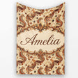 Vintage Warm Brown Paisley Floral Seamless Pattern Name Cute Unique  Personalised Custom Name Super Soft Fleece Blanket Bed Sofa Throw