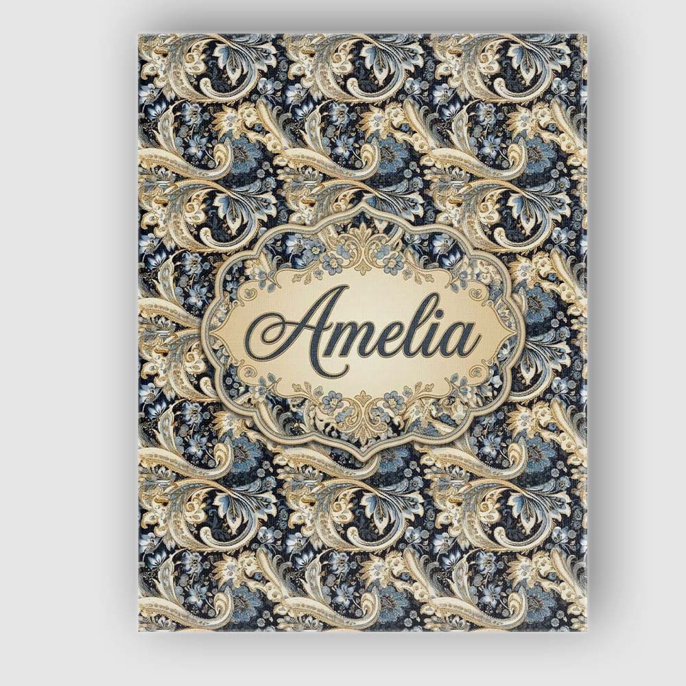 Personalised Name Luxury Navy Gold Floral Custom  Unique Gift Idea Elegant Feature Canvas Wall Art Print Decor Picture Ready to Hang