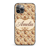 Classic Red Gold Paisley Floral Vintage Seamless Custom Name Protective Phone Case Mobile Cover Durable Everyday Smartphone Shock Resistant