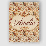 Personalised Name Classic Red Gold Paisley Custom  Unique Gift Idea Elegant Feature Canvas Wall Art Print Decor Picture Ready to Hang