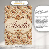 Classic Red Gold Paisley Floral Vintage Seamless Pattern Name Cute  Personalised Custom Name Super Soft Fleece Blanket Bed Sofa Throw