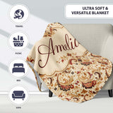 Classic Red Gold Paisley Floral Vintage Seamless Pattern Name Cute  Personalised Custom Name Super Soft Fleece Blanket Bed Sofa Throw