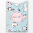 Cute Kawaii  Utensils Chef Girl Seamless Pattern Name Unique  Personalised Custom Name Super Soft Fleece Blanket Bed Sofa Throw