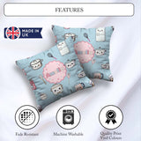 Custom Name Cute Kawaii Utensils Chef Girl Seamless Pattern Name Square Filled Cushion Throw Pillow Sofa Bed Home Decor Zip Washable UK Made