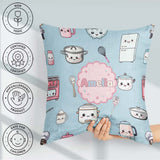 Custom Name Cute Kawaii Utensils Chef Girl Seamless Pattern Name Square Filled Cushion Throw Pillow Sofa Bed Home Decor Zip Washable UK Made
