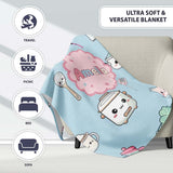 Cute Kawaii  Utensils Chef Girl Seamless Pattern Name Unique  Personalised Custom Name Super Soft Fleece Blanket Bed Sofa Throw