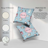 Custom Name Cute Kawaii Utensils Chef Girl Seamless Pattern Name Square Filled Cushion Throw Pillow Sofa Bed Home Decor Zip Washable UK Made