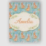 Personalised Name Soft Watercolor Bunny Meadow Light Blue Seamless Custom  Unique Canvas Wall Art Print Decor Picture Ready to Hang