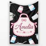 Cute Minimal  Utensils Apron Cooking Tools Seamless Pattern  Personalised Custom Name Super Soft Fleece Blanket Bed Sofa Throw