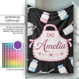 Cute Minimal  Utensils Apron Cooking Tools Seamless Pattern  Personalised Custom Name Super Soft Fleece Blanket Bed Sofa Throw