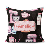 Custom Name Kawaii Cake Mixer Baking Tools Seamless Pattern Name Square Filled Cushion Throw Pillow Sofa Bed Home Decor Zip Washable UK Made
