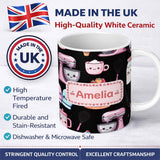 Personalized Custom Name Cute Kawaii Cake Mixer Baking Tools Seamless Pattern Name Unique 11oz Ceramic Coffee Tea Mug White Large Handle
