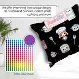 Custom Name Kawaii Chef Girl Appliances Seamless Pattern Name Square Filled Cushion Throw Pillow Sofa Bed Home Decor Zip Washable UK Made