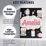 Personalised Name Cute Kawaii Coffee Maker Custom  Unique Gift Idea Elegant Feature Canvas Wall Art Print Decor Picture Ready to Hang