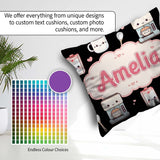 Custom Name Cute Kawaii Coffee Maker Items Seamless Pattern Name Square Filled Cushion Throw Pillow Sofa Bed Home Decor Zip Washable UK Made