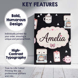 Personalised Name Cute Kawaii Coffee Custom Premium Decorative Design Modern Room Accent Canvas Wall Art Print Decor Picture Ready to Hang