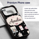 Cute Kawaii Coffee Machine Milk Carton Seamless Custom Name Protective Phone Case Mobile Cover Durable Everyday Smartphone Shock Resistant