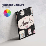 Personalised Name Cute Kawaii Coffee Custom Premium Decorative Design Modern Room Accent Canvas Wall Art Print Decor Picture Ready to Hang