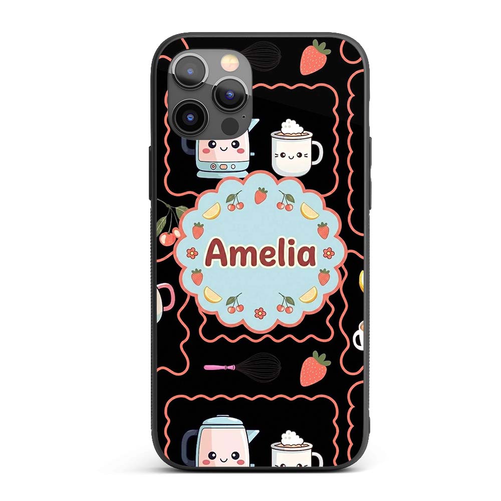 Cute Kawaii Mixer Appliance Fruit Printed Design Custom Name Protective Phone Case Mobile Cover Durable Everyday Smartphone Shock Resistant