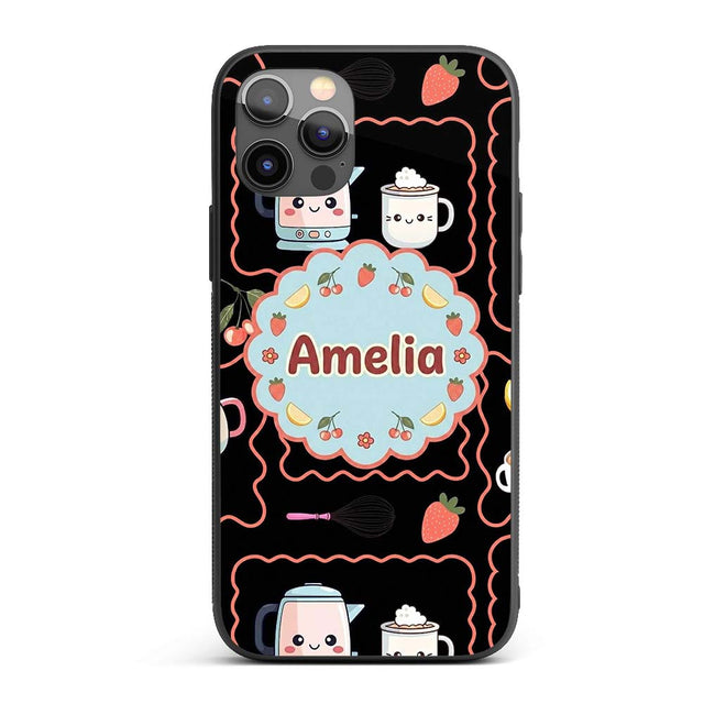 Cute Kawaii Mixer Appliance Fruit Printed Design Custom Name Protective Phone Case Mobile Cover Durable Everyday Smartphone Shock Resistant