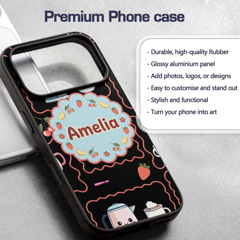 Cute Kawaii Mixer Appliance Fruit Printed Design Custom Name Protective Phone Case Mobile Cover Durable Everyday Smartphone Shock Resistant