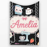 Cute Kawaii Sushi Rice Cooker Japanese Food Seamless Pattern Name  Personalised Custom Name Super Soft Fleece Blanket Bed Sofa Throw