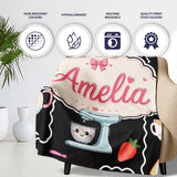 Cute Kawaii Sushi Rice Cooker Japanese Food Seamless Pattern Name  Personalised Custom Name Super Soft Fleece Blanket Bed Sofa Throw
