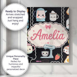 Personalised Name Cute Kawaii Sushi Rice Custom  Unique Gift Idea Elegant Feature Canvas Wall Art Print Decor Picture Ready to Hang