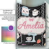 Cute Kawaii Sushi Rice Cooker Japanese Food Seamless Pattern Name  Personalised Custom Name Super Soft Fleece Blanket Bed Sofa Throw