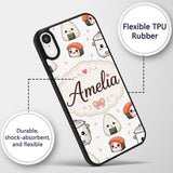 Cute Kawaii Sushi Rice Bowl Appliances Seamless Custom Name Protective Phone Case Mobile Cover Durable Everyday Smartphone Shock Resistant
