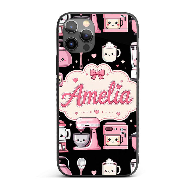 Cute Kawaii Appliances Mixer Toaster Seamless Custom Name Protective Phone Case Mobile Cover Durable Everyday Smartphone Shock Resistant