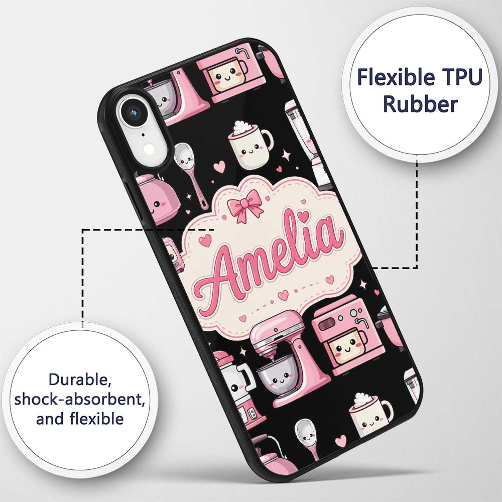 Cute Kawaii Appliances Mixer Toaster Seamless Custom Name Protective Phone Case Mobile Cover Durable Everyday Smartphone Shock Resistant