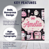 Personalised Name Cute Kawaii Appliances Custom  Unique Gift Idea Elegant Feature Canvas Wall Art Print Decor Picture Ready to Hang