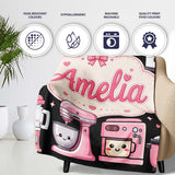 Cute Kawaii  Appliances Mixer Toaster Seamless Pattern Name  Personalised Custom Name Super Soft Fleece Blanket Bed Sofa Throw