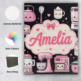 Personalised Name Cute Kawaii Appliances Custom  Unique Gift Idea Elegant Feature Canvas Wall Art Print Decor Picture Ready to Hang