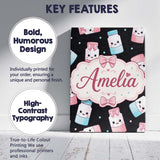 Personalised Name Cute Kawaii Sugar Jars Custom  Unique Gift Idea Elegant Feature Canvas Wall Art Print Decor Picture Ready to Hang