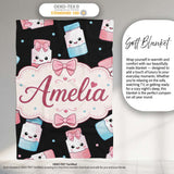 Cute Kawaii Sugar Jars Pink Blue Sprinkles Seamless Pattern Name  Personalised Custom Name Super Soft Fleece Blanket Bed Sofa Throw
