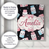 Personalised Name Cute Kawaii Sugar Jars Custom  Unique Gift Idea Elegant Feature Canvas Wall Art Print Decor Picture Ready to Hang