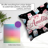 Custom Name Sugar Jars Pink Blue Sprinkles Seamless Pattern Name Square Filled Cushion Throw Pillow Sofa Bed Home Decor Zip Washable UK Made