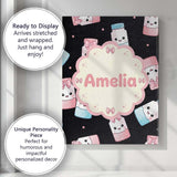 Personalised Name Cute Kawaii Sugar Jars Custom  Unique Gift Idea Elegant Feature Canvas Wall Art Print Decor Picture Ready to Hang