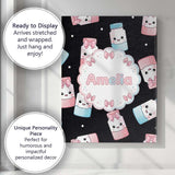 Personalised Name Cute Kawaii Sugar Jars Custom  Unique Gift Idea Elegant Feature Canvas Wall Art Print Decor Picture Ready to Hang