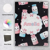 Personalised Name Cute Kawaii Sugar Jars Custom  Unique Gift Idea Elegant Feature Canvas Wall Art Print Decor Picture Ready to Hang