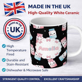 Personalized Custom Name Cute Kawaii Sugar Jars Sprinkle Pattern Seamless Name Unique Gift 11oz Ceramic Coffee Tea Mug White Large Handle