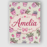 Personalised Name Cute Kawaii Strawberry Custom  Unique Gift Idea Elegant Feature Canvas Wall Art Print Decor Picture Ready to Hang