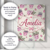 Personalised Name Cute Kawaii Strawberry Custom  Unique Gift Idea Elegant Feature Canvas Wall Art Print Decor Picture Ready to Hang