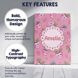Personalised Name Cute Kawaii Strawberry Custom  Unique Gift Idea Elegant Feature Canvas Wall Art Print Decor Picture Ready to Hang