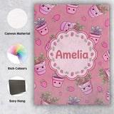 Personalised Name Cute Kawaii Strawberry Custom  Unique Gift Idea Elegant Feature Canvas Wall Art Print Decor Picture Ready to Hang